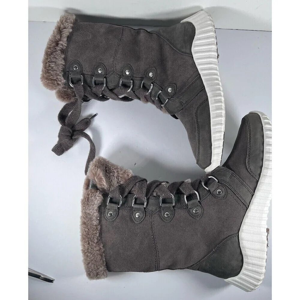 Johnston & Murphy XC4 Waterproof Suede Shearling Fur Lined Boots Women's Size 8M